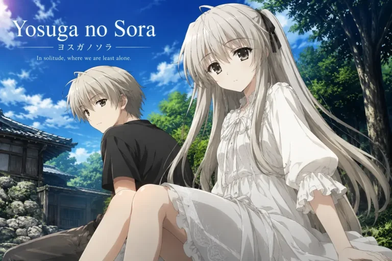 Yosuga no Sora anime characters Haruka and Sora in a scenic Japanese setting